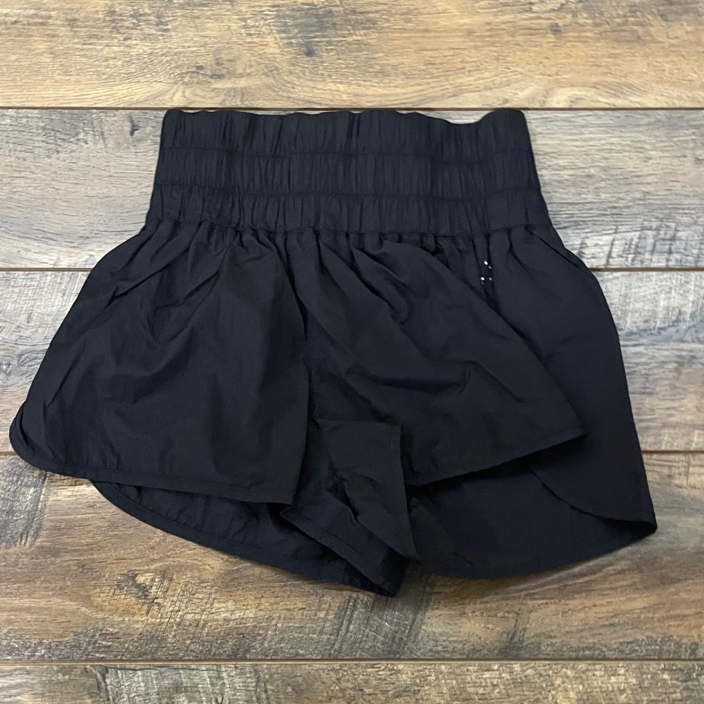 Free People Movement The Way Home Shorts Black High Rise Smocked Athletic Large